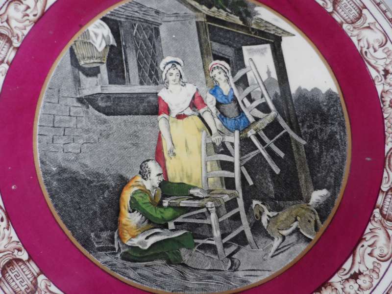 ADAMS  CABINET / DISPLAY PLATE  ' CRIES OF LONDON  OLD CHAIRS TO MEND ' 24,5 cm. / 9 3/ 4 ins. diam.