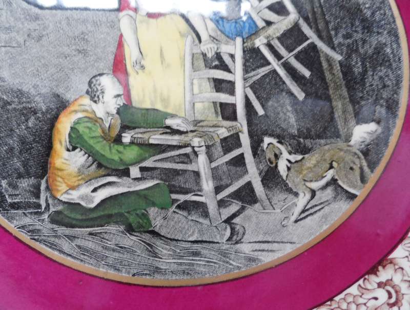 ADAMS  CABINET / DISPLAY PLATE  ' CRIES OF LONDON  OLD CHAIRS TO MEND ' 24,5 cm. / 9 3/ 4 ins. diam.