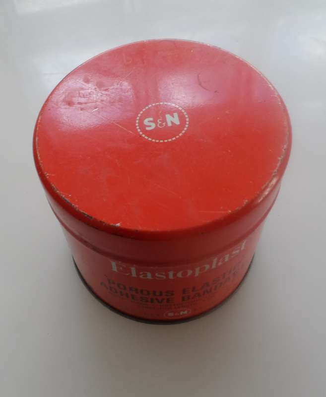 VINTAGE  ELASTOPLAST STORAGE TIN