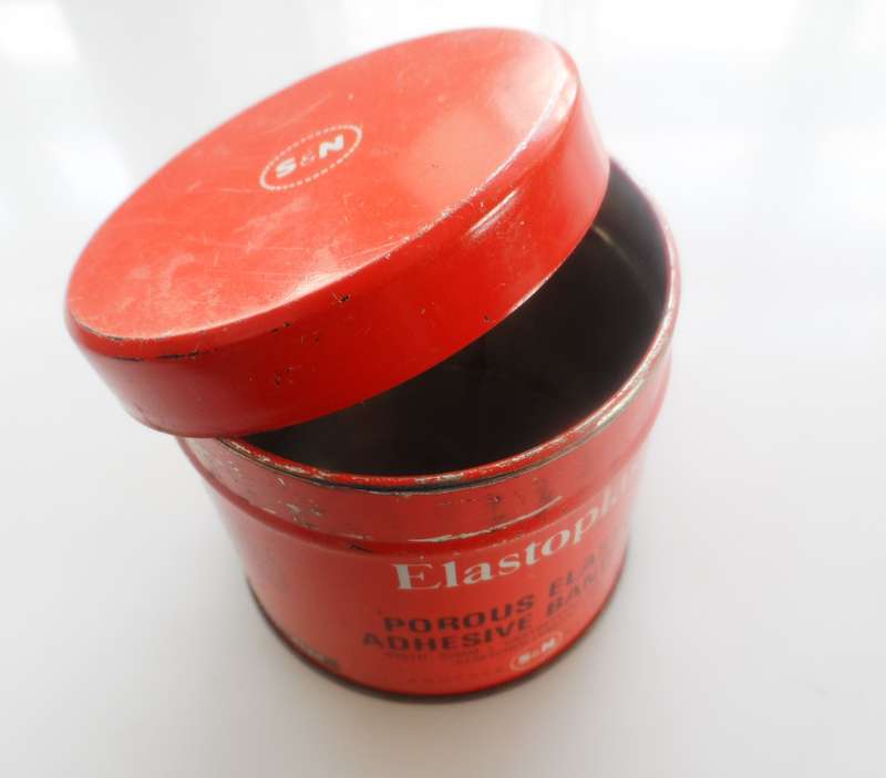 VINTAGE  ELASTOPLAST STORAGE TIN