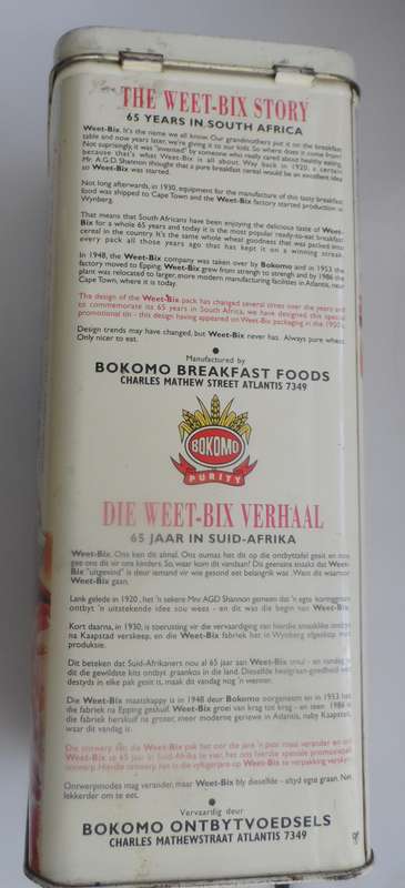 VINTAGE COLLECTIBLE BOKOMO, WEET-BIX ,  LIDDED STORAGE TIN