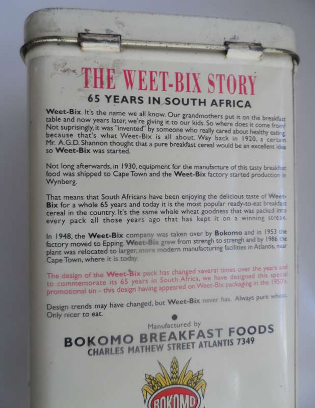 VINTAGE COLLECTIBLE BOKOMO, WEET-BIX ,  LIDDED STORAGE TIN