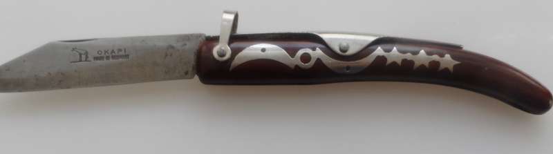 OKAPI RATCHET-LOCK CLASP / SLIPJOINT KNIFE , STAR & MOON , MADE IN GERMANY , AUTHENTIC VINTAGE since