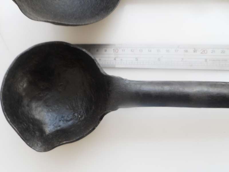 SOLID CAST IRON ,2 x LADLES ,VINTAGE CAST , for smelting, wax , lead pouring, blacksmithing
