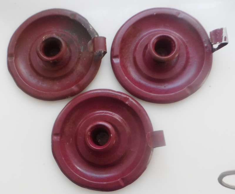 CANDLE STICK HOLDERS - VINTAGE  SET OF 3 , PRESSED TIN