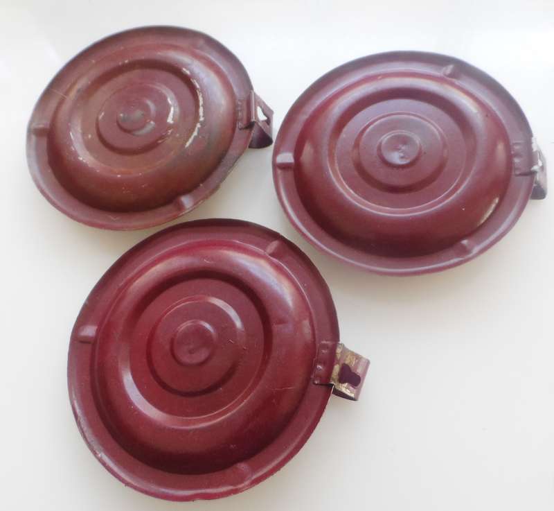 CANDLE STICK HOLDERS - VINTAGE  SET OF 3 , PRESSED TIN