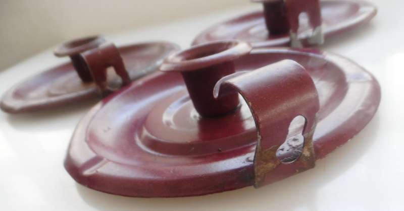 CANDLE STICK HOLDERS - VINTAGE  SET OF 3 , PRESSED TIN