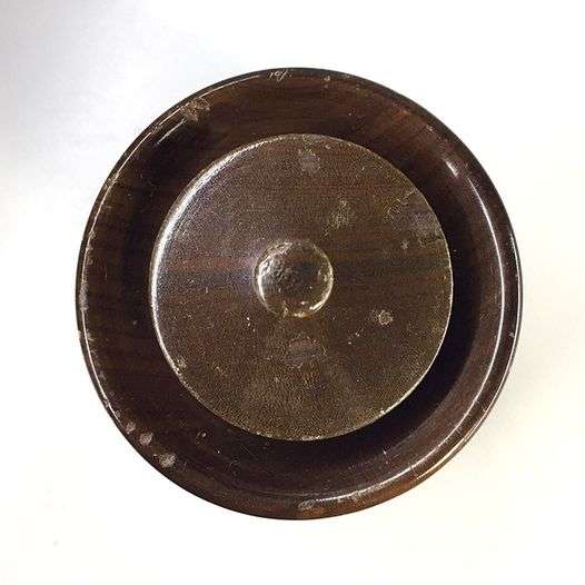 VINTAGE WALNUT ,  LIDDED  TOOTHPICK HOLDER