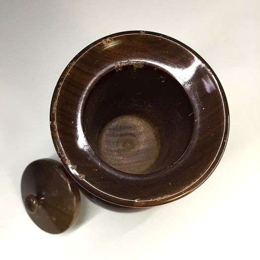 VINTAGE WALNUT ,  LIDDED  TOOTHPICK HOLDER