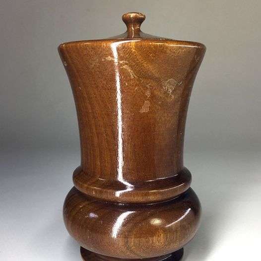 VINTAGE WALNUT ,  LIDDED  TOOTHPICK HOLDER