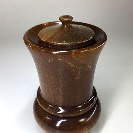 VINTAGE WALNUT ,  LIDDED  TOOTHPICK HOLDER