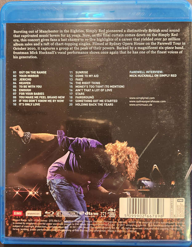 Simply Red - Farewell: Live at the Opera House (Blu Ray)