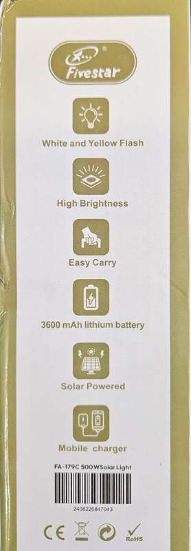 FIVESTAR Waterproof LED Solar , Outdoor ,Working and Load Shedding Light