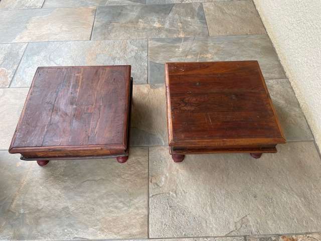 2 x Small wood tables