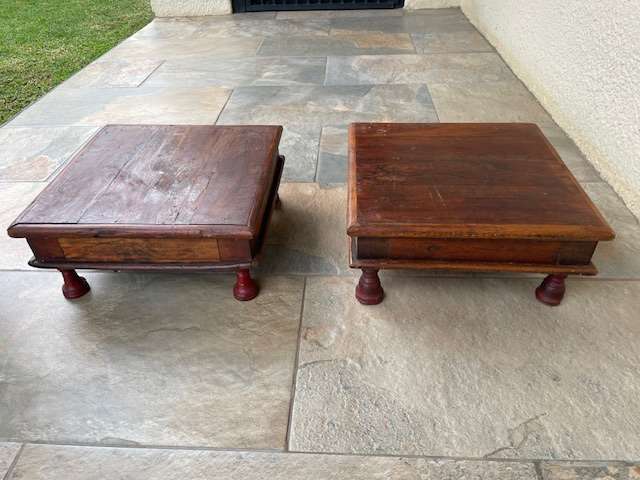 2 x Small wood tables