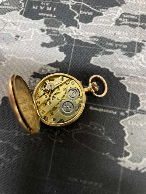 RARE - Vintage French Remontoir 14K Gold Pocket Watch "Cylindre 10 Rubis"