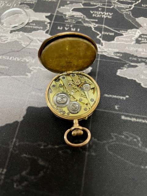RARE - Vintage French Remontoir 14K Gold Pocket Watch "Cylindre 10 Rubis"