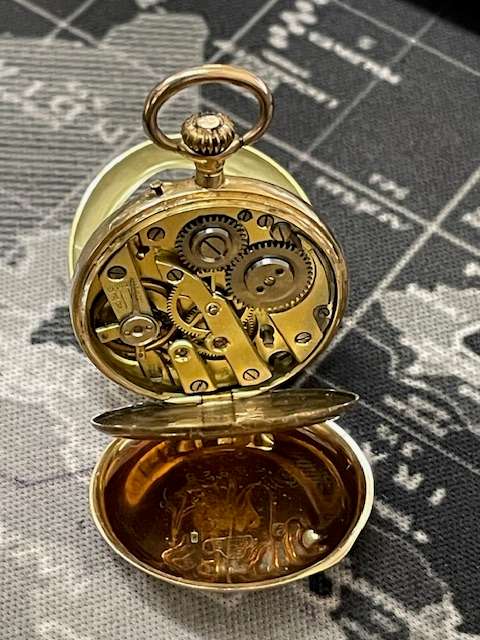 RARE - Vintage French Remontoir 14K Gold Pocket Watch "Cylindre 10 Rubis"