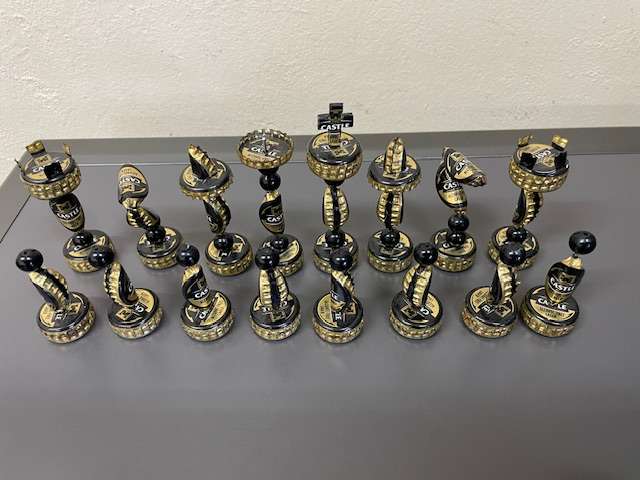 Handmade Chess Set - made from beer bottle tops -magnetic