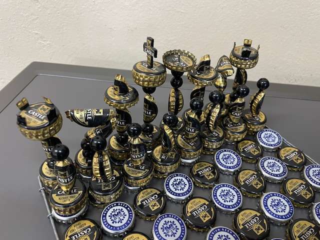 Handmade Chess Set - made from beer bottle tops -magnetic