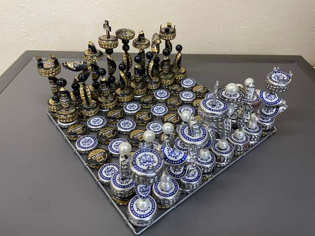 Handmade Chess Set - made from beer bottle tops -magnetic
