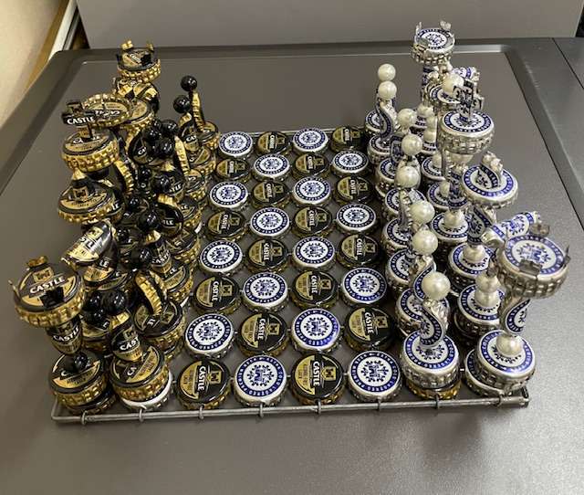 Handmade Chess Set - made from beer bottle tops -magnetic