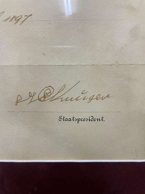 Super RARE ! Original 1897 Official ZAR document hand signed by Paul Kruger