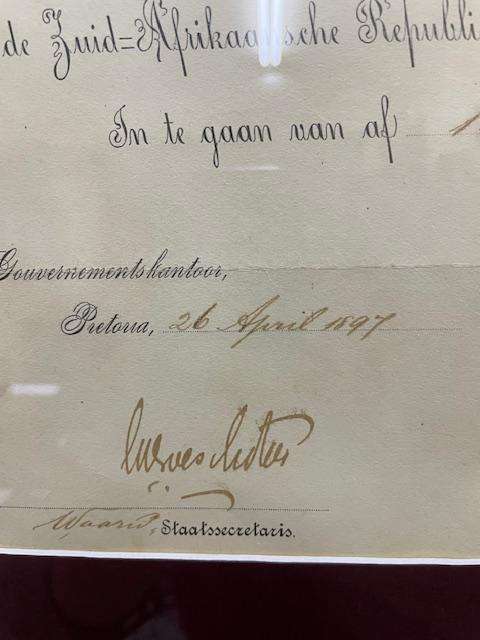 Super RARE ! Original 1897 Official ZAR document hand signed by Paul Kruger