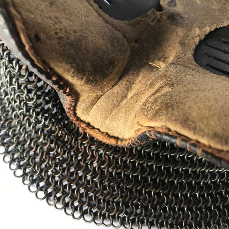 Original British WWI Tanker Leather Covered Splatter Mask with Chainmail Mouth Guard