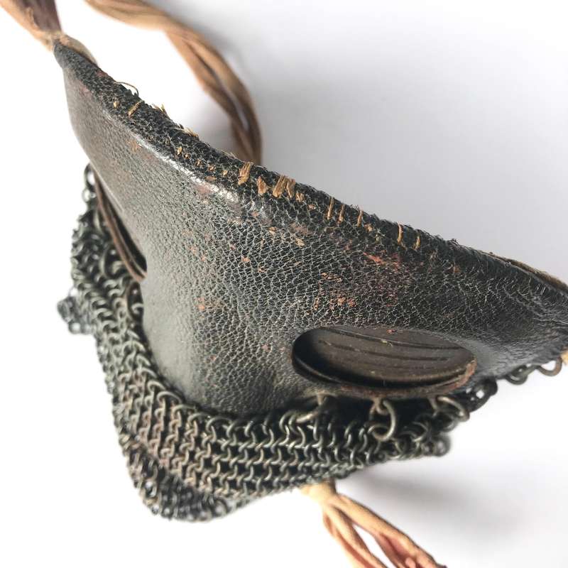 Original British WWI Tanker Leather Covered Splatter Mask with Chainmail Mouth Guard