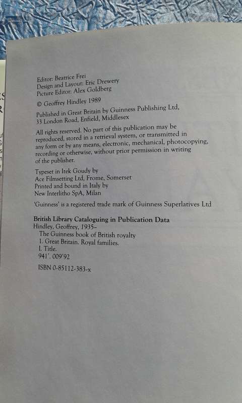 `The Guinness Book of British Royalty" Hard cover.