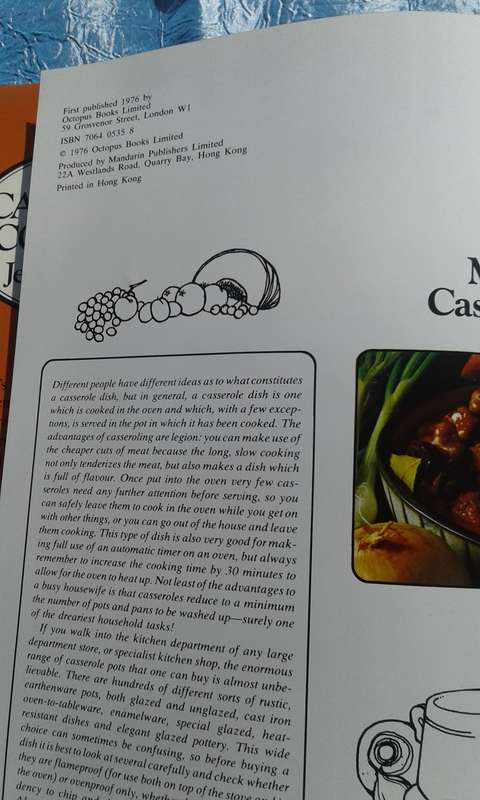 `Casserole Cooking"  Hard cover.