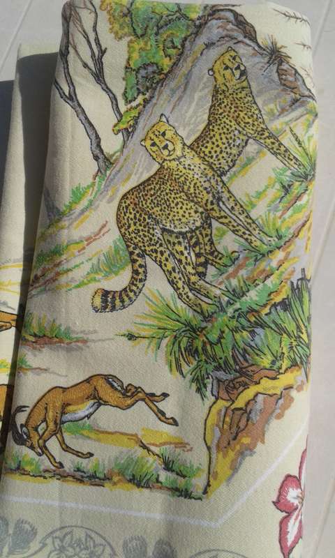 Tablecloth with a Kruger National Park theme.