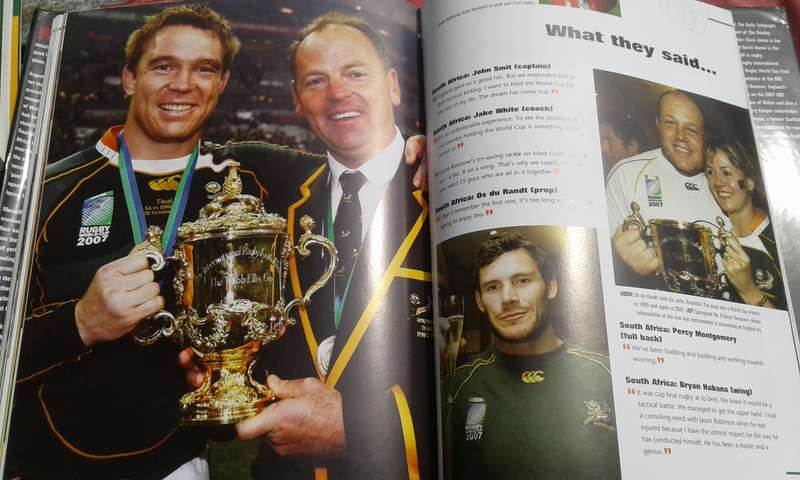 `The Springboks Win Rugby's Greatest Prize.  Rugby World Cup 2007"  Hard cover.