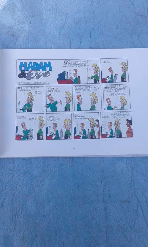 "Has anyone seen my vibrating cellphone?"  Madam & Eve.  Soft cover.