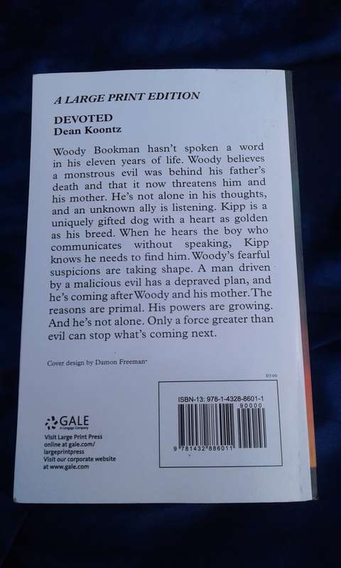 "Devoted"   Dean Koontz.  Large Print Edition.  Hard cover.