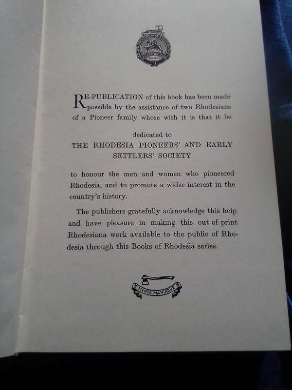 1972. "With Plumer in Matabeleland"  Hard cover.