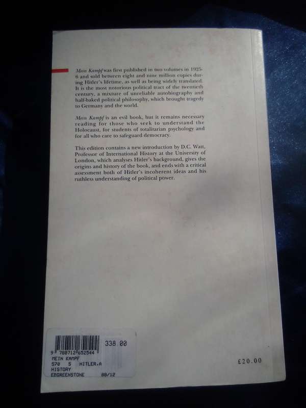 "Mein Kampf". English translation.  Soft cover.  Condition:. Excellent.