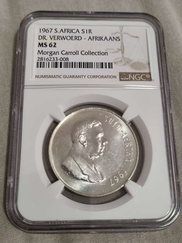 South Africa: 1967 Silver R1 Afrikaans NGC MS62