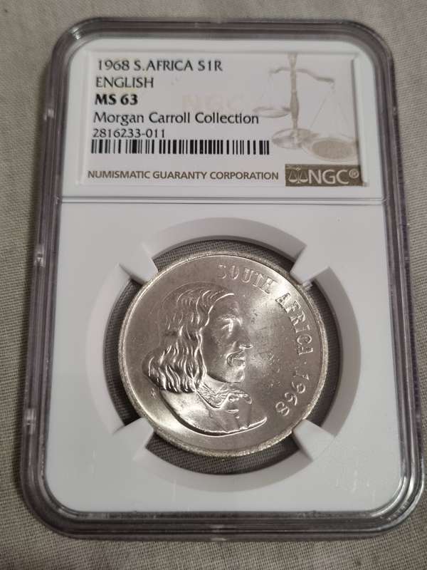 South Africa: 1968 Silver R1 English NGC MS63