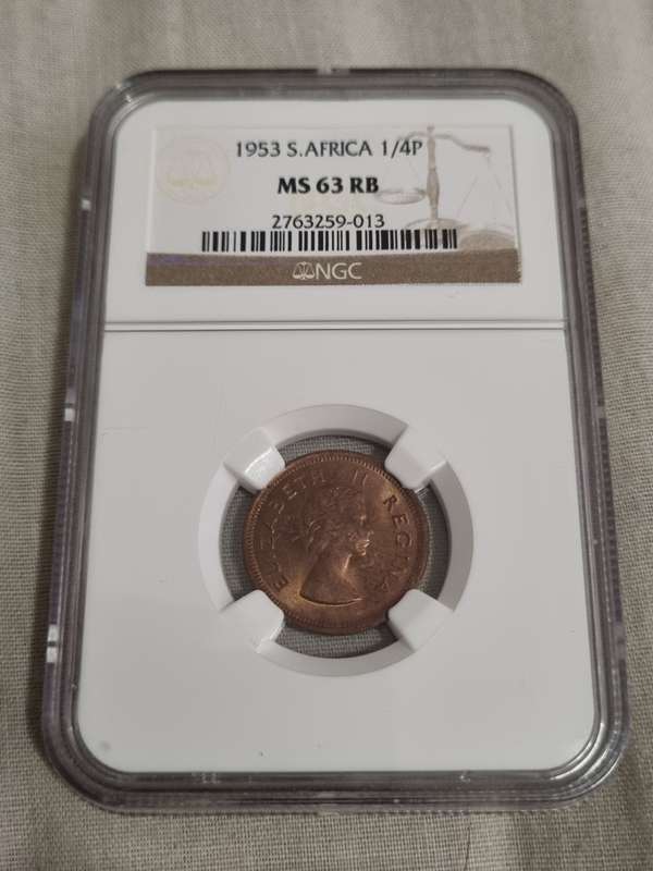 South Africa: 1953 Union Farthing NGC MS63RB