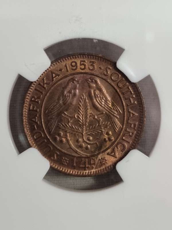 South Africa: 1953 Union Farthing NGC MS63RB