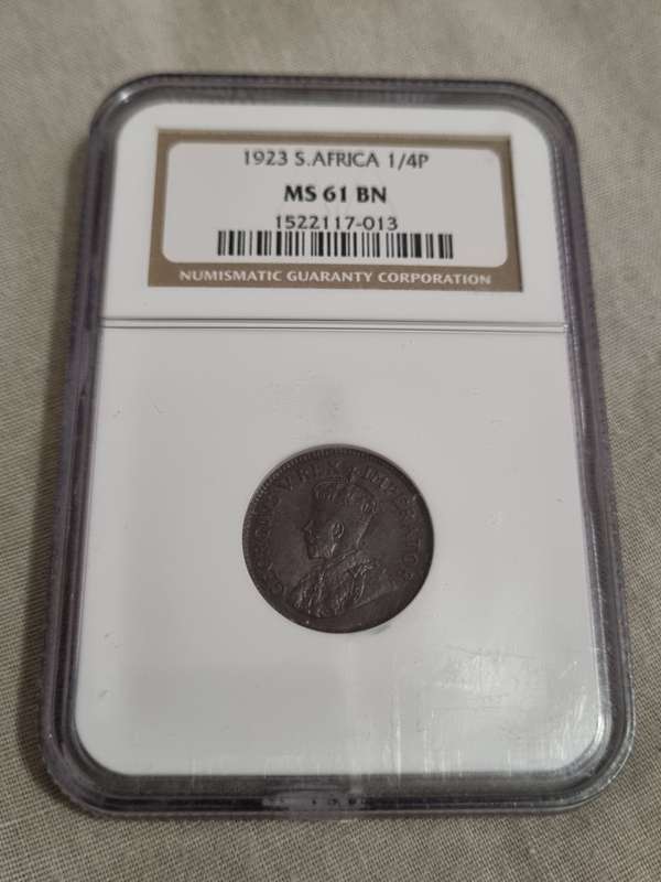 South Africa: Rare, Key Date, 1923 Union Farthing NGC MS61BN