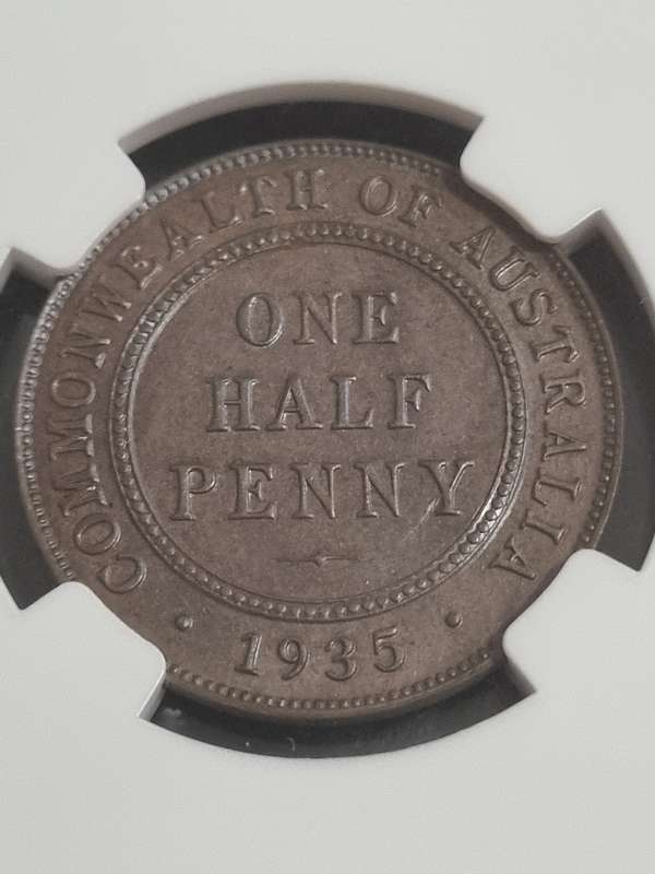 Australia: Key Date 1935 MS62BN 1/2 Penny