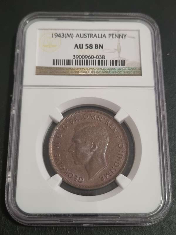 Australia: AU58BN  1943(M) 1 Penny) 1 Penny