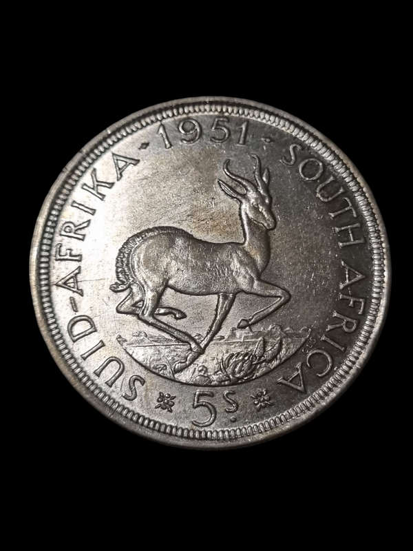 South Africa: Silver 1951 5 Shilling (Crown)