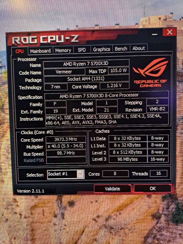 AMD Ryzen 7 5700X3D 8-Core 16-Threads 3.0GHz (4.1GHz Max Boost) Socket AM4 105W Desktop Processor
