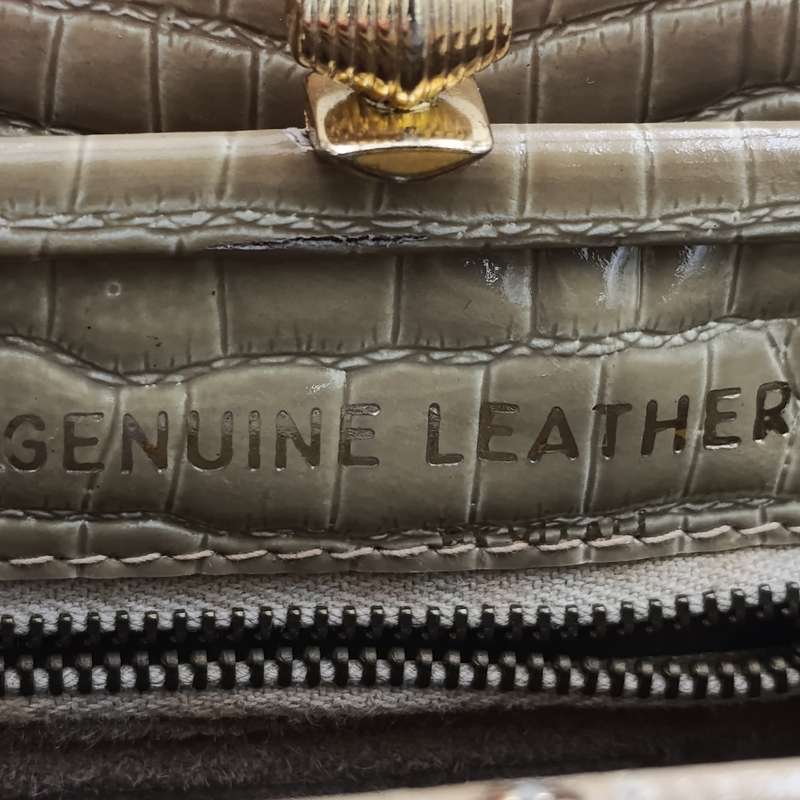 Vintage genuine leather dark beige handbag with purse some marks on the inside bat leather