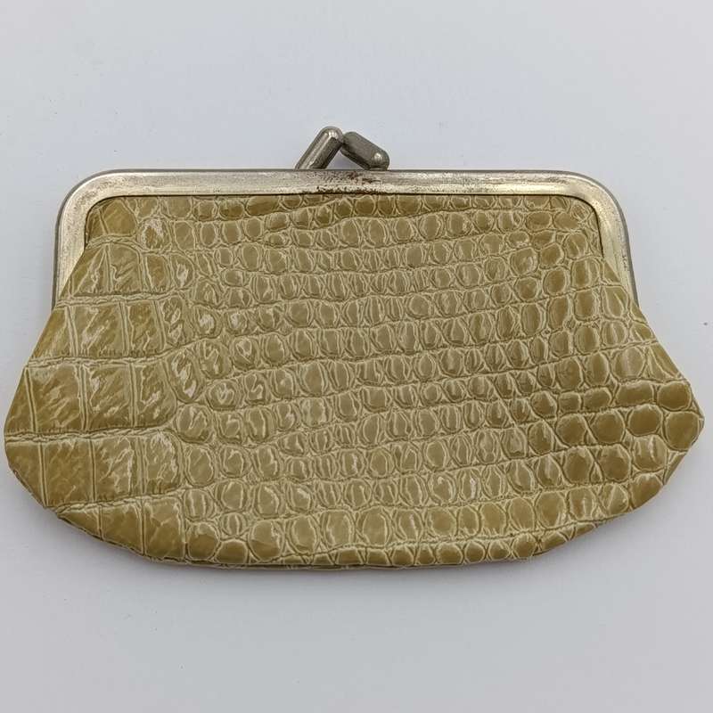 Vintage genuine leather dark beige handbag with purse some marks on the inside bat leather