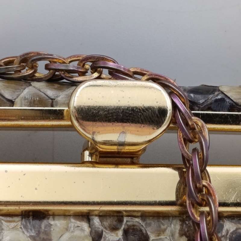 Gold medal Pointer export model genuine snake leather clutch bag